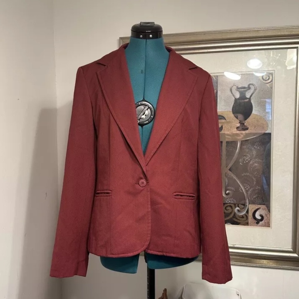 Vintage Paddle & Saddle Women’s Burgundy Lined Blazer Jacket Size 14